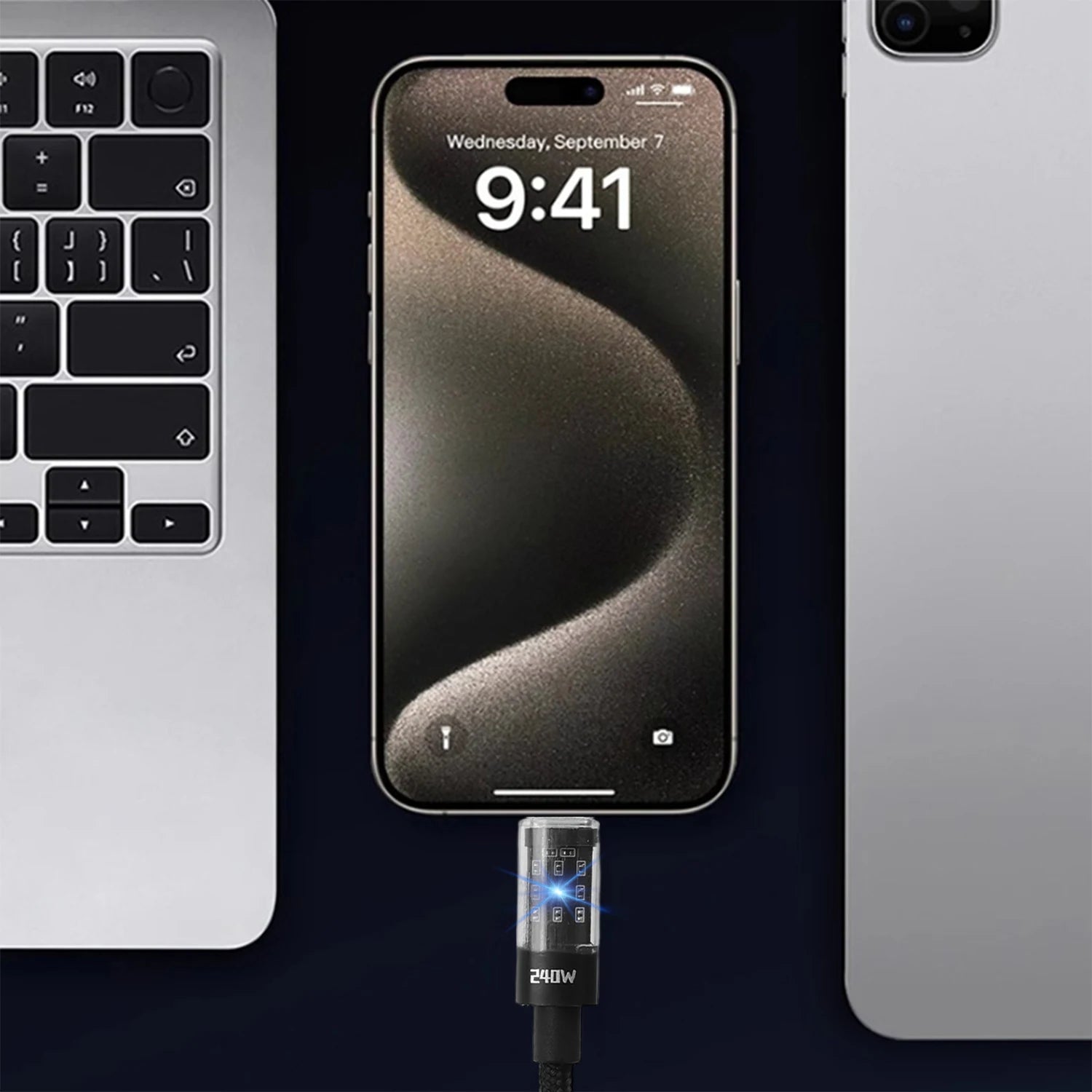 240W Nylon USB Type C Super Fast Charging Cable For Samsung Xiaomi Huawei Honor LED Digital Display USB C Charger Data Cord